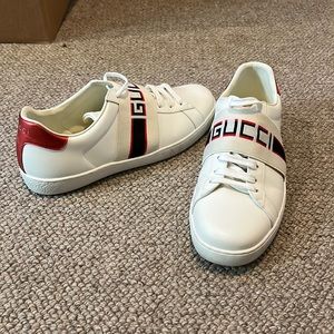 Gucci Stripe Leather Sneaker 'White Red Black'